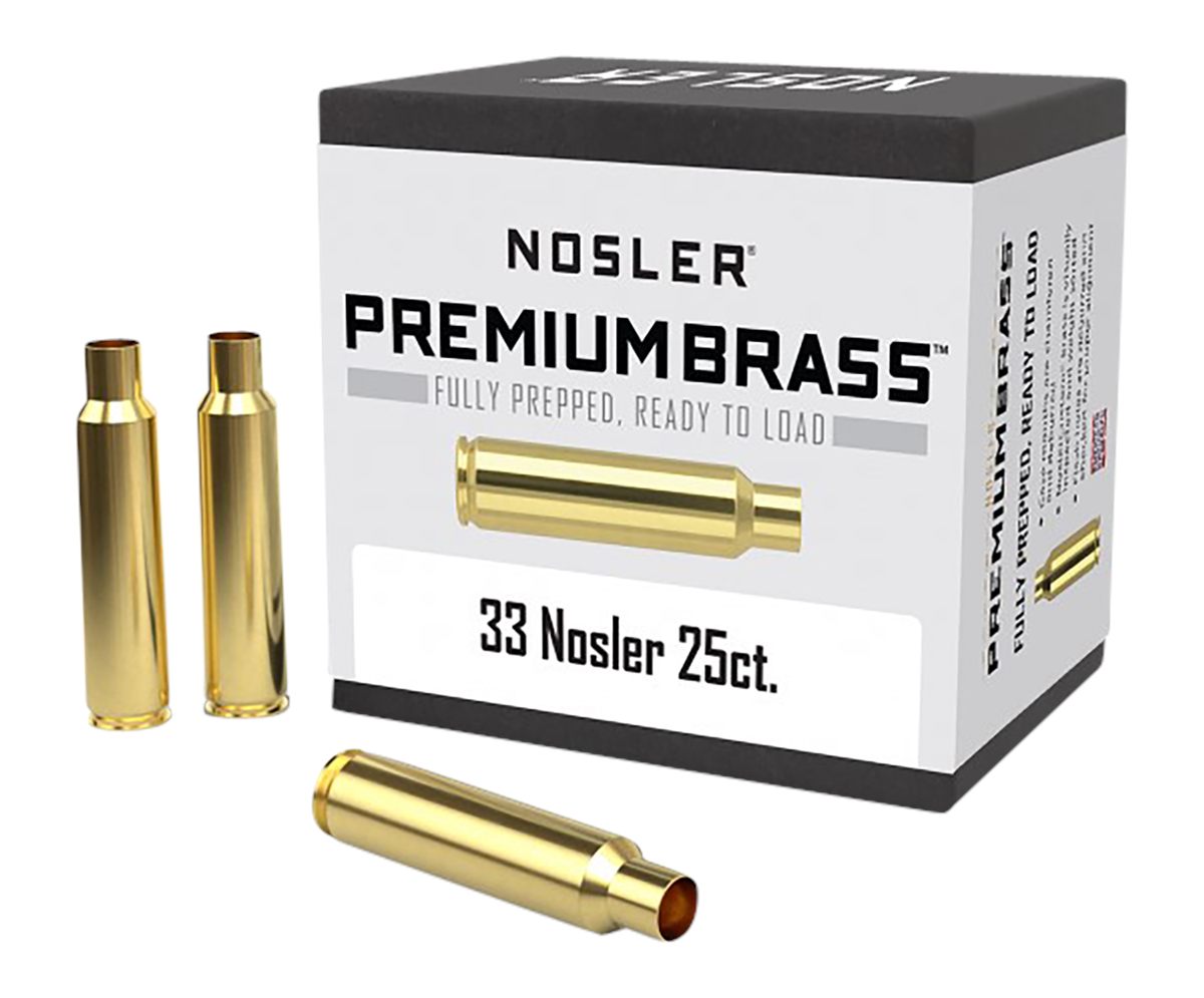 Nosler Bullets 10222 Premium Brass Unprimed Cases 33 Rifle 25/Box