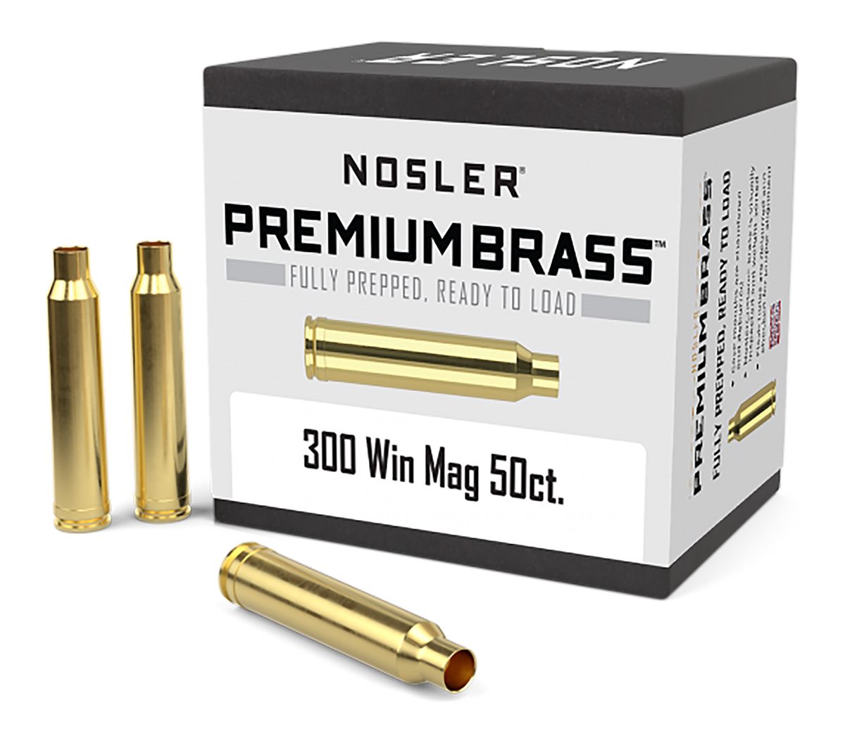 NOSLER 10227 Premium Brass Unprimed Cases 300 WinMag Rifle 50/Box