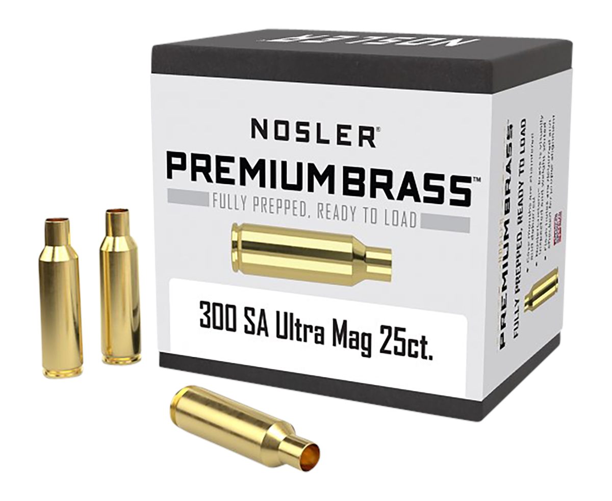 Nosler Bullets 10228 Premium Brass Unprimed Cases 300 RemSAUM Rifle 25/Box