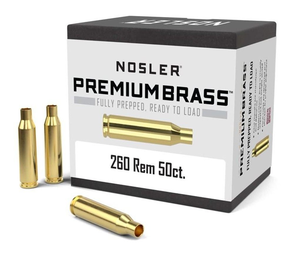 Nosler Bullets Unprimed Brass Rifle Cartridge Cases .260 Rem 50/ct
