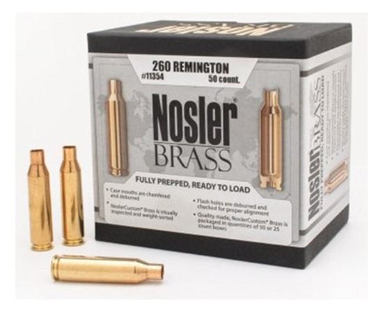 Nosler Bullets Unprimed Brass Rifle Cartridge Cases .260 Rem 50/ct view 3