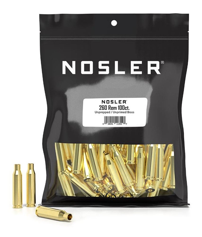 Nosler Bullets Unprimed Unprepped Brass Rifle Cartridge Cases .260 Rem HS 1