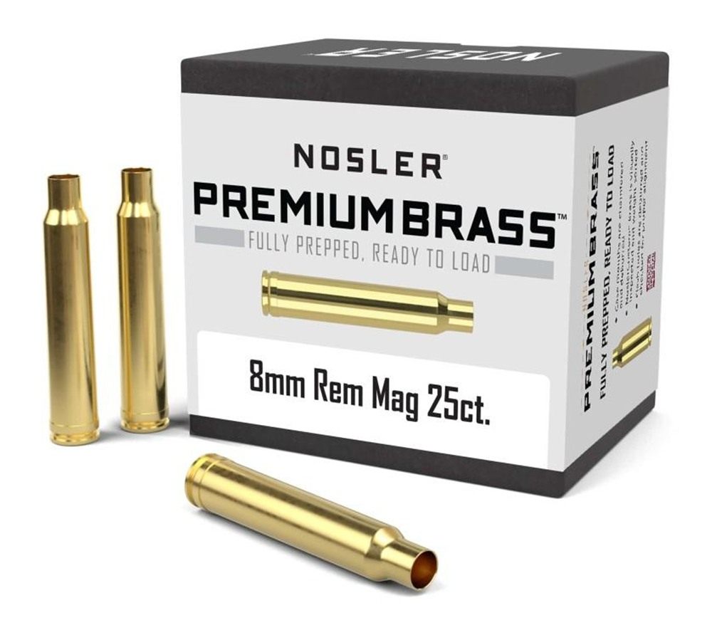 Nosler Bullets Unprimed Brass Rifle Cartridge Cases 8mm Rem Mag 25/ct
