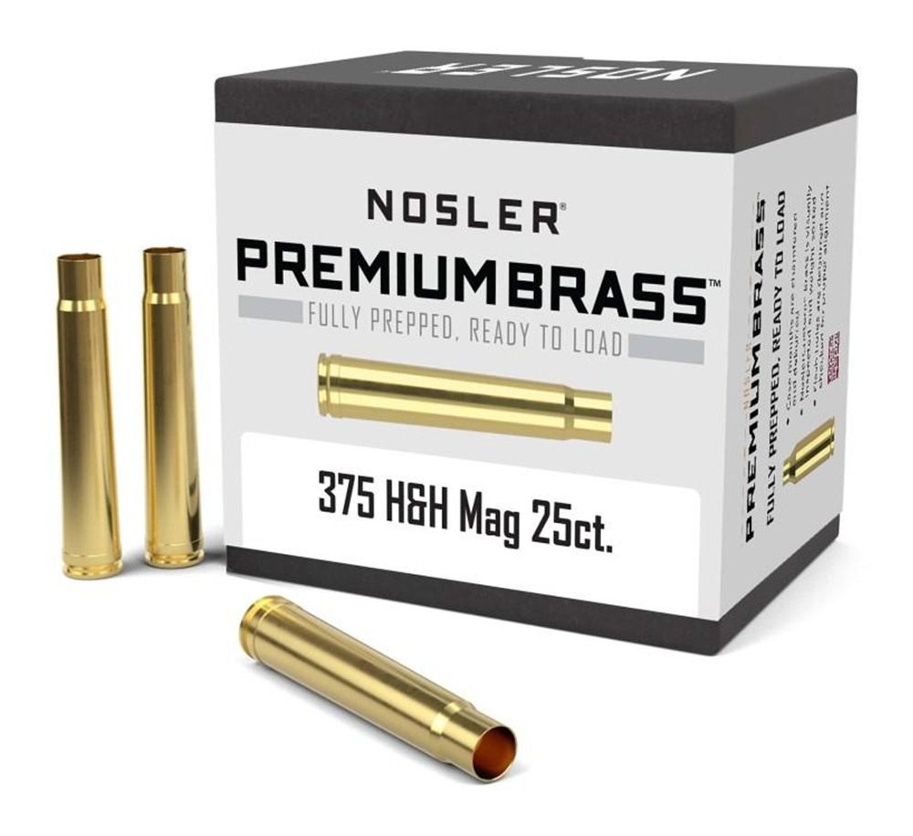 Nosler Bullets Unprimed Brass Rifle Cartridge Cases .375 H H 25/ct