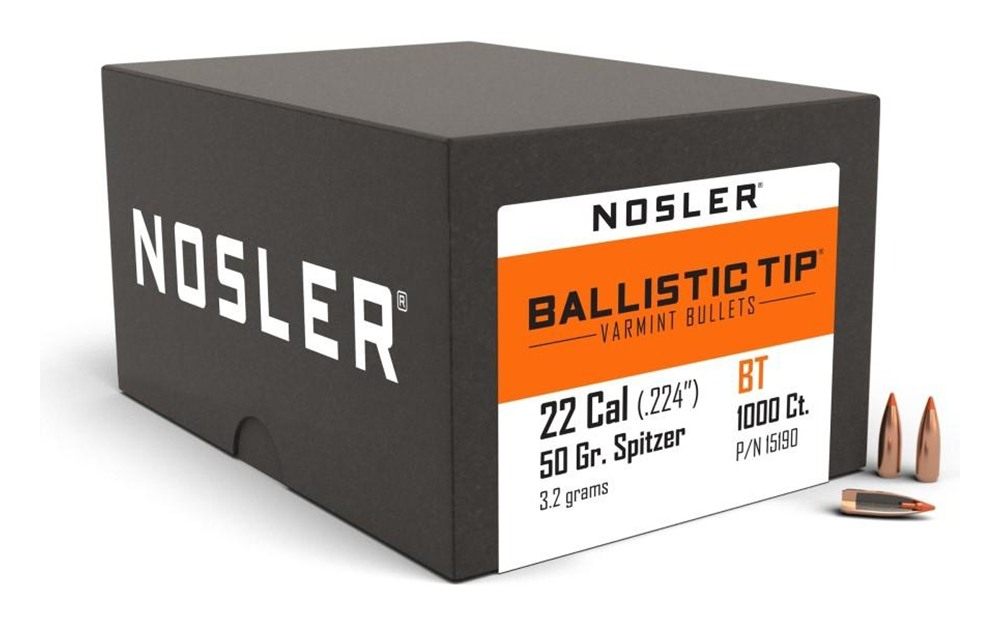Nosler Bullets Ballistic Tip Varmint Rifle .22 cal .224in 50 gr SBT-SB 1000