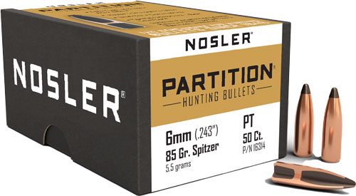 Nosler Bullets Partition Rifle 6mm .243in 85 gr SPT 50/ct view 3