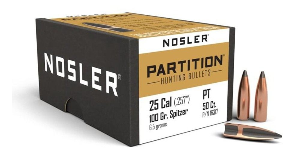 NOSLER Partition Rifle Bullets .25 cal .257in 100 gr SPT 50/ct view 2