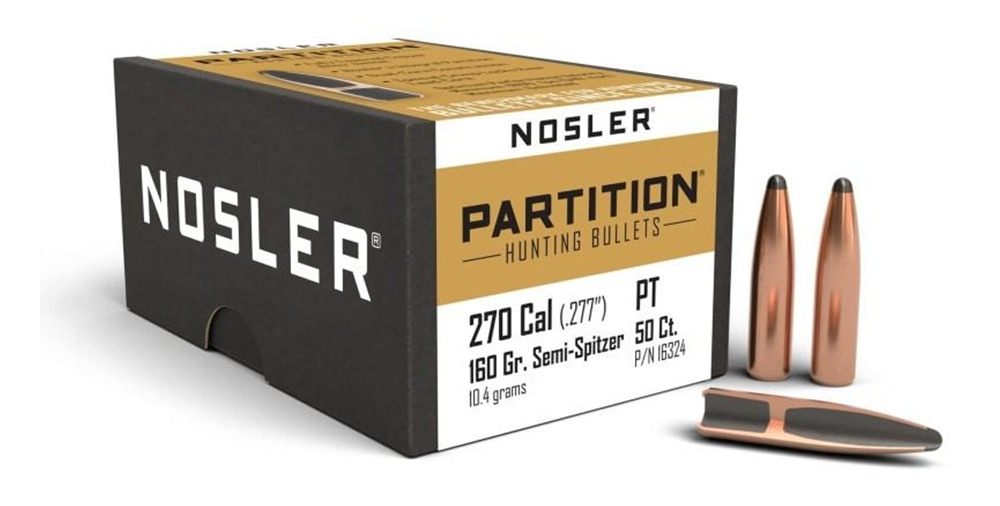 NOSLER Bullets Partition Rifle .270 cal .277in 160 gr Semi-SPT 50/ct