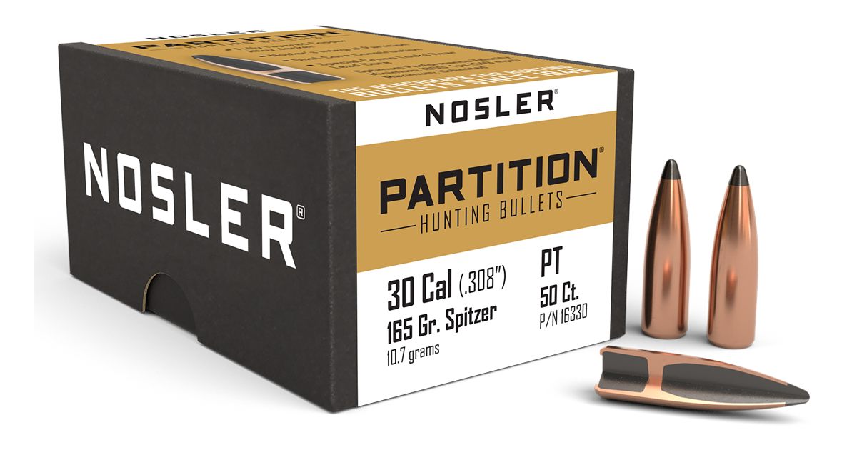 NOSLER Partition Rifle Bullets .30 cal .308in 165 gr SPT 50/ct