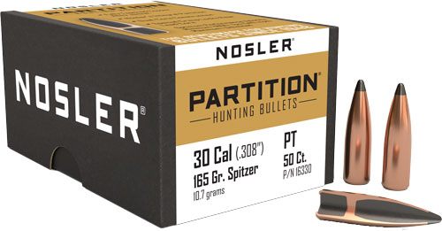NOSLER Partition Rifle Bullets .30 cal .308in 165 gr SPT 50/ct view 4