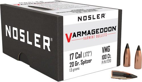 NOSLER VarMageddon Rifle Bullets .17 cal .172in 20 gr FB-Tipped 100/ct view 5