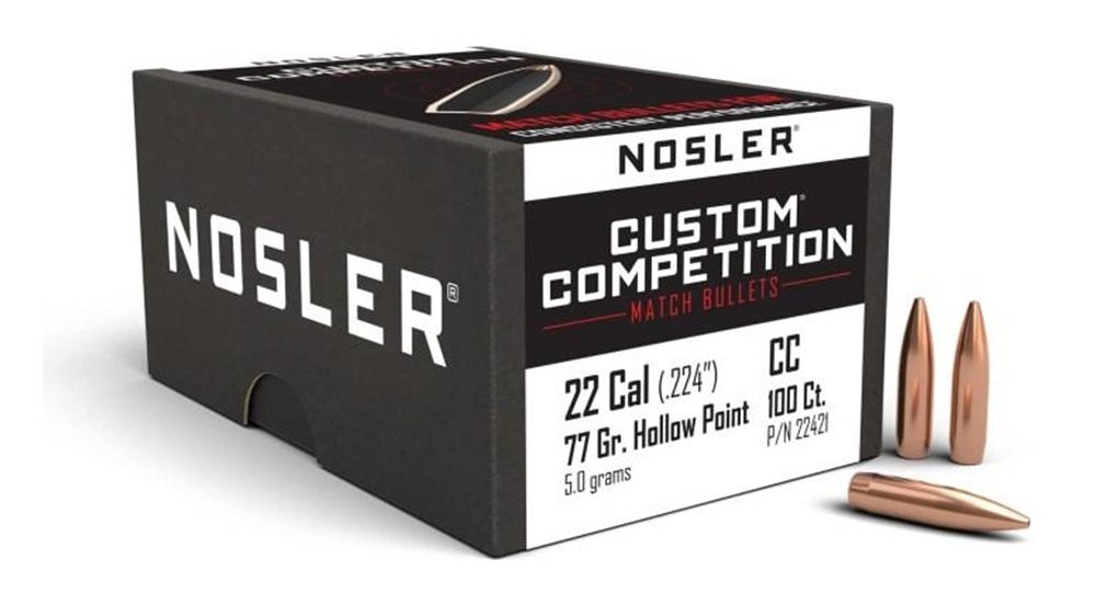Nosler Bullets 22421 Custom Competition 22 Cal 77gr Hollow Point Boat Tail view 2