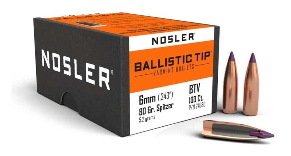 NOSLER Ballistic Tip Varmint Rifle Bullets 6mm .243in 80 gr SBT-SB 100/ct view 2