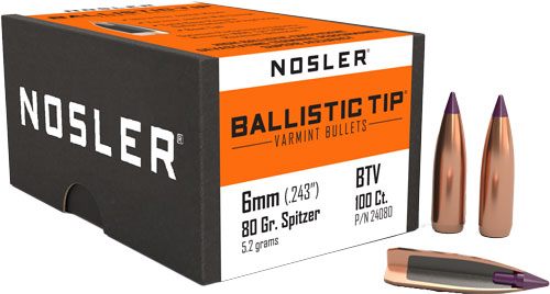 NOSLER Ballistic Tip Varmint Rifle Bullets 6mm .243in 80 gr SBT-SB 100/ct view 5