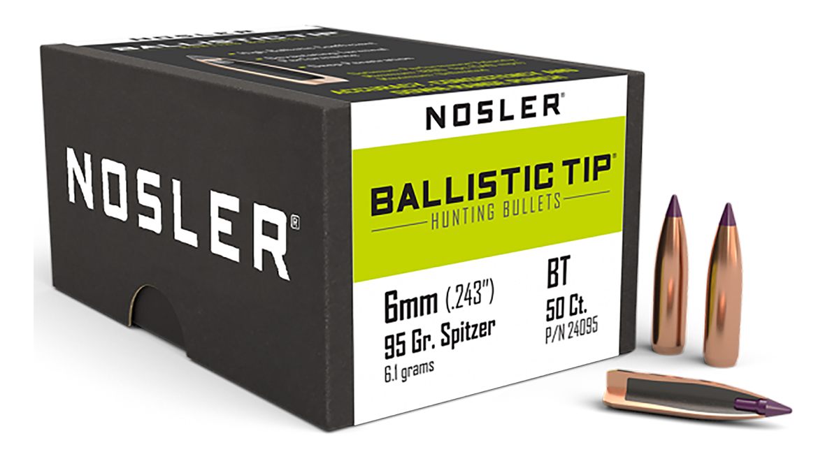 Nosler Bullets Ballistic Tip Hunting Rifle 6mm .243in 95 gr SBT-Btip 50/ct