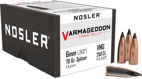 Nosler Bullets VarMageddon Rifle 6mm .243in 70 gr FB-Tipped 250/ct view 3