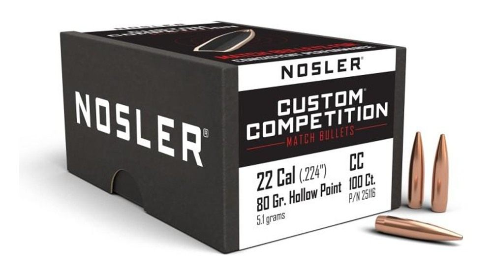 Nosler Bullets Custom Competition Rifle .22 cal .224in 80 gr HPBT 100/ct