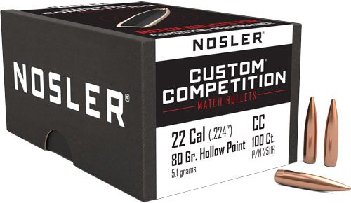 Nosler Bullets Custom Competition Rifle .22 cal .224in 80 gr HPBT 100/ct view 4