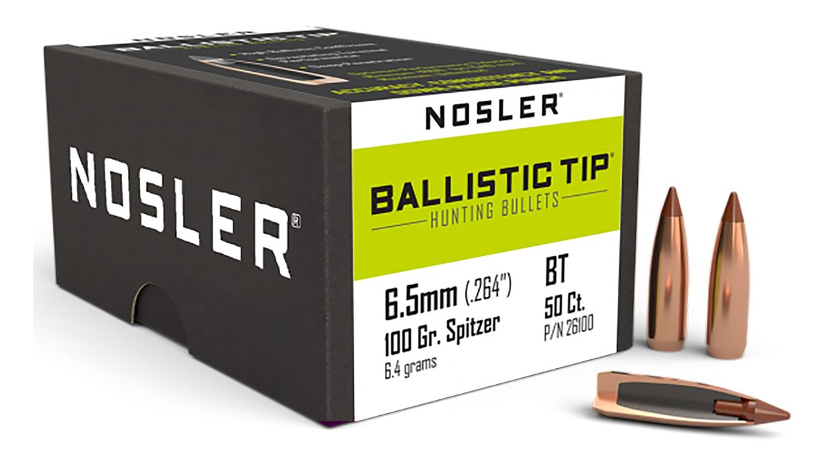 NOSLER Ballistic Tip Hunting Rifle Bullets 6.5mm .264in 100 gr SBT-Btip 50/