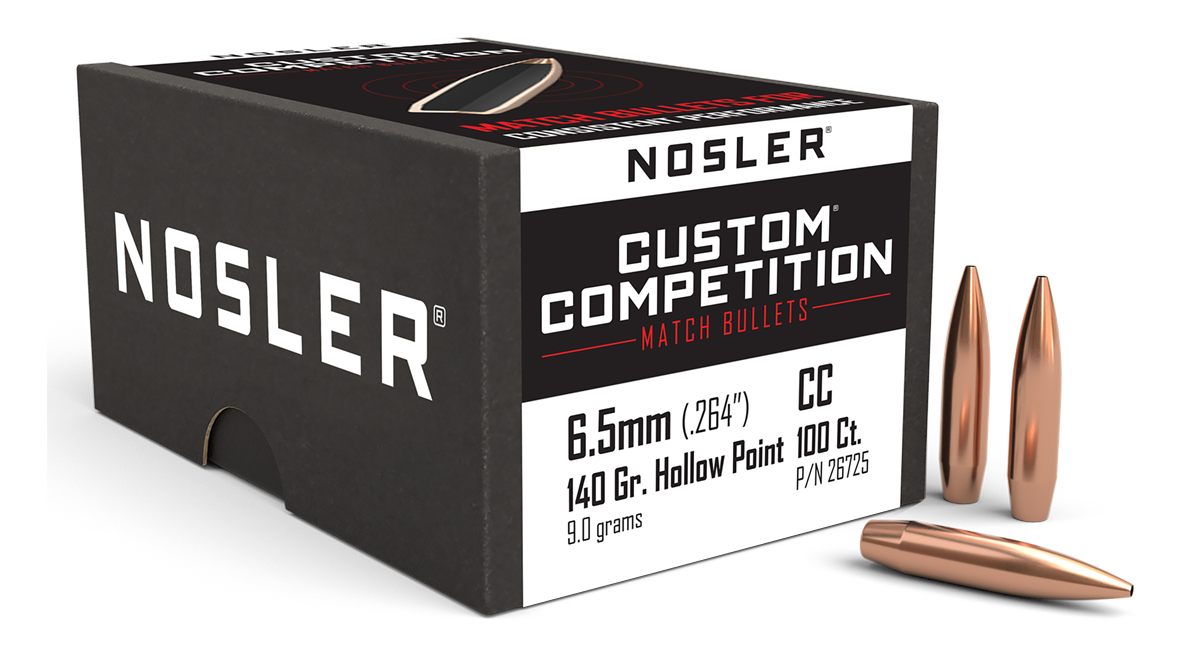 Nosler Bullets 26725 Custom Competition 6.5 Creedmoor 140gr Hollow Point Bo