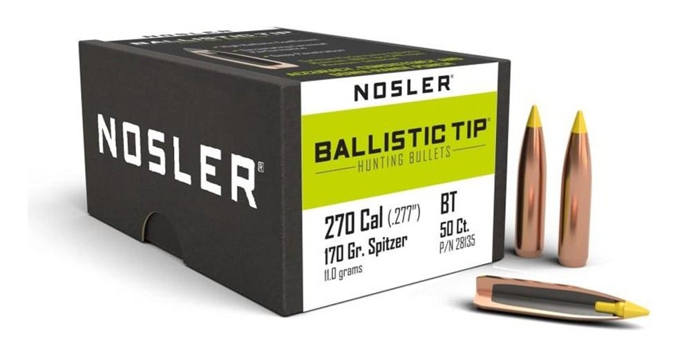 Nosler Bullets Ballistic Tip Hunting Rifle 270 cal 170g PT 50/ct