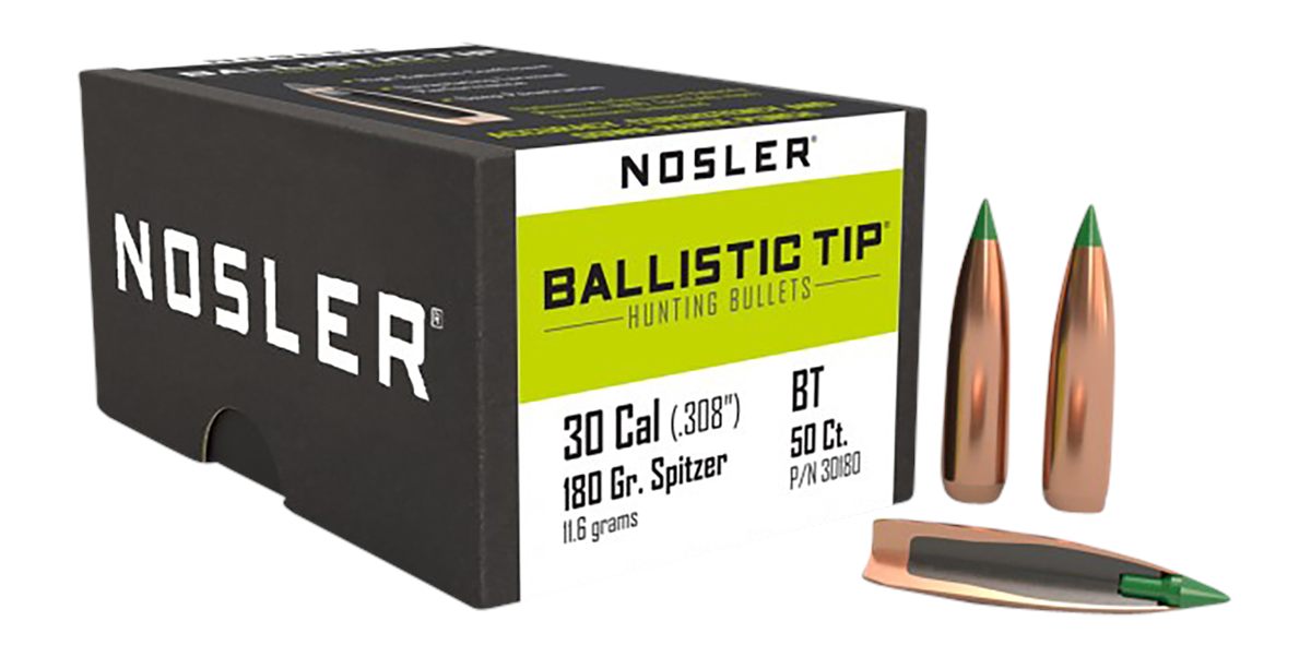 NOSLER Ballistic Tip Hunting Rifle Bullets .30 cal .308in 180 gr SBT-Btip 5