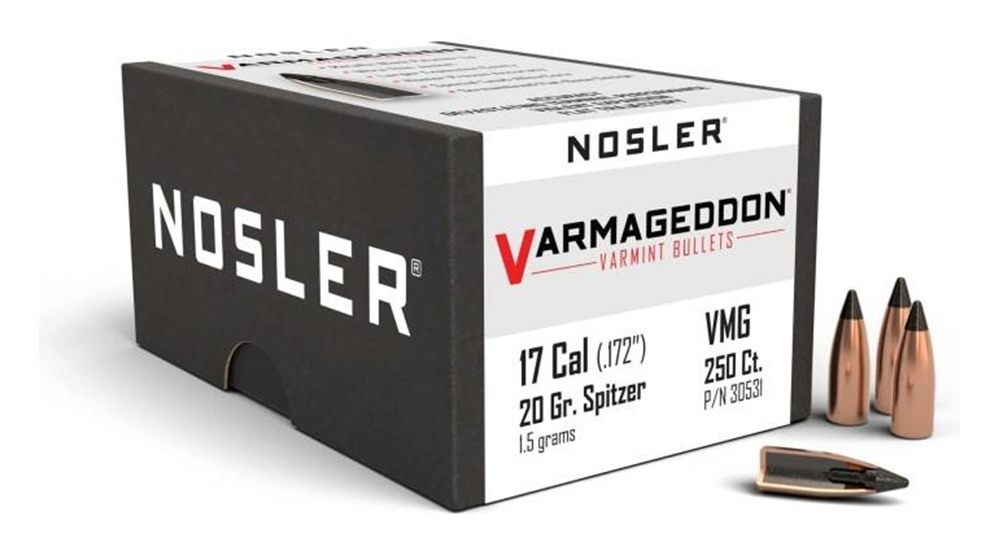 Nosler Bullets VarMageddon Rifle .17 cal .172in 20 gr FB-Tipped 250/ct