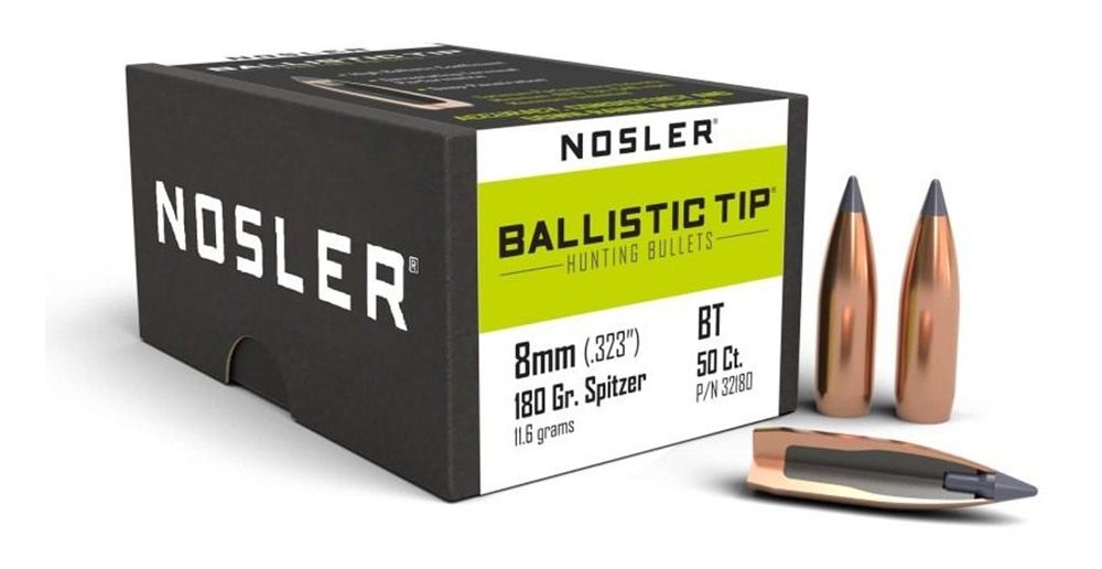 Nosler Bullets Ballistic Tip Hunting Rifle 8mm .323in 180 gr SBT-Btip 50/ct
