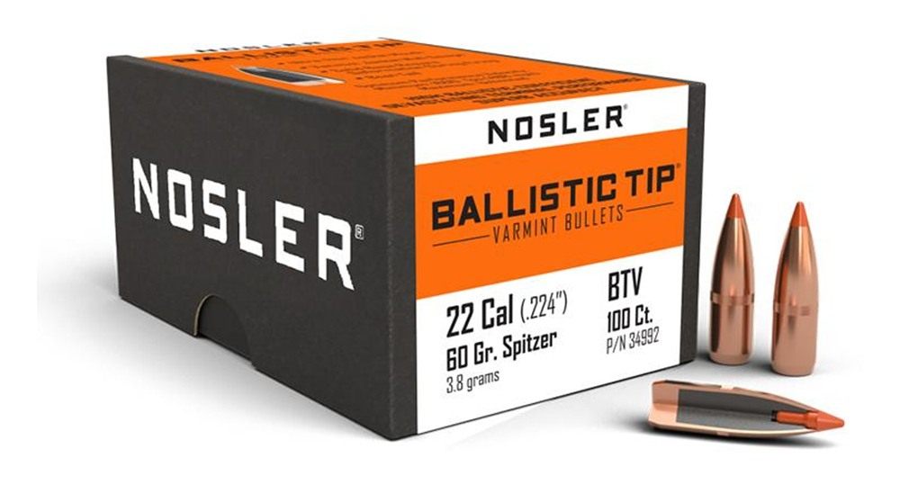 NOSLER Ballistic Tip Varmint Rifle Bullets .22 cal .224in 60 gr SBT-SB 100/ view 2