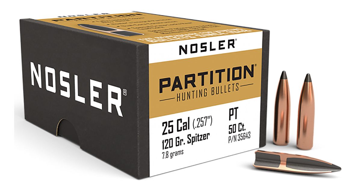 NOSLER Bullets Partition Rifle .25 cal .257in 120 gr SPT 50/ct