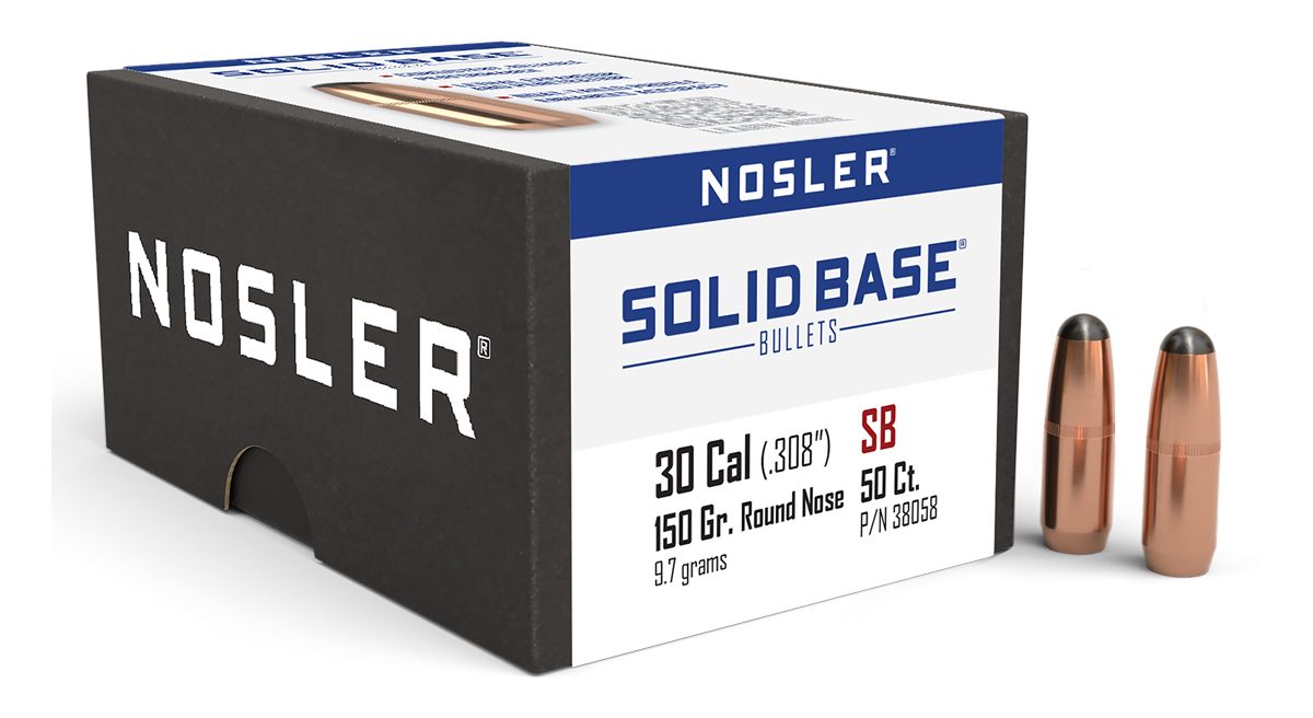 Nosler Bullets Solid Base Round Nose Rifle .30 Cal .308in 150 gr 50/ct