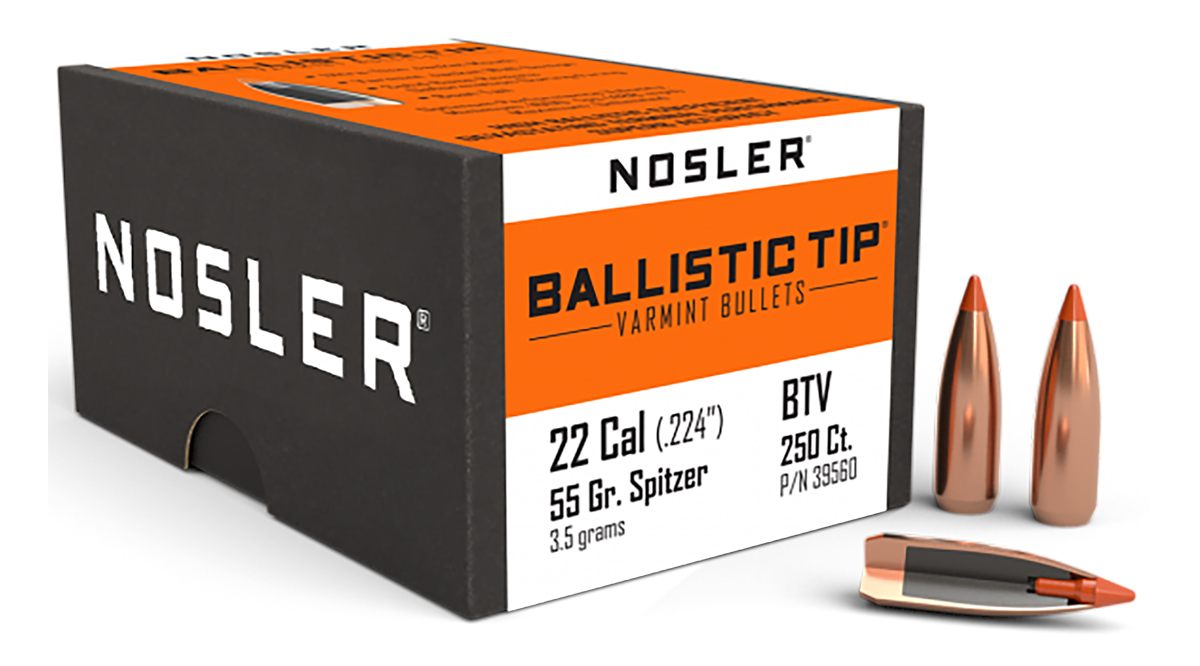 NOSLER Ballistic Tip Varmint Bullets .22 cal .224in 55 gr SBT-SB 250/ct