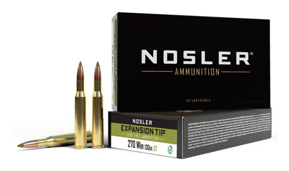 Nosler Bullets E-Tip Rifle Ammunition .270 Win 130gr 2950 fps 20/ct
