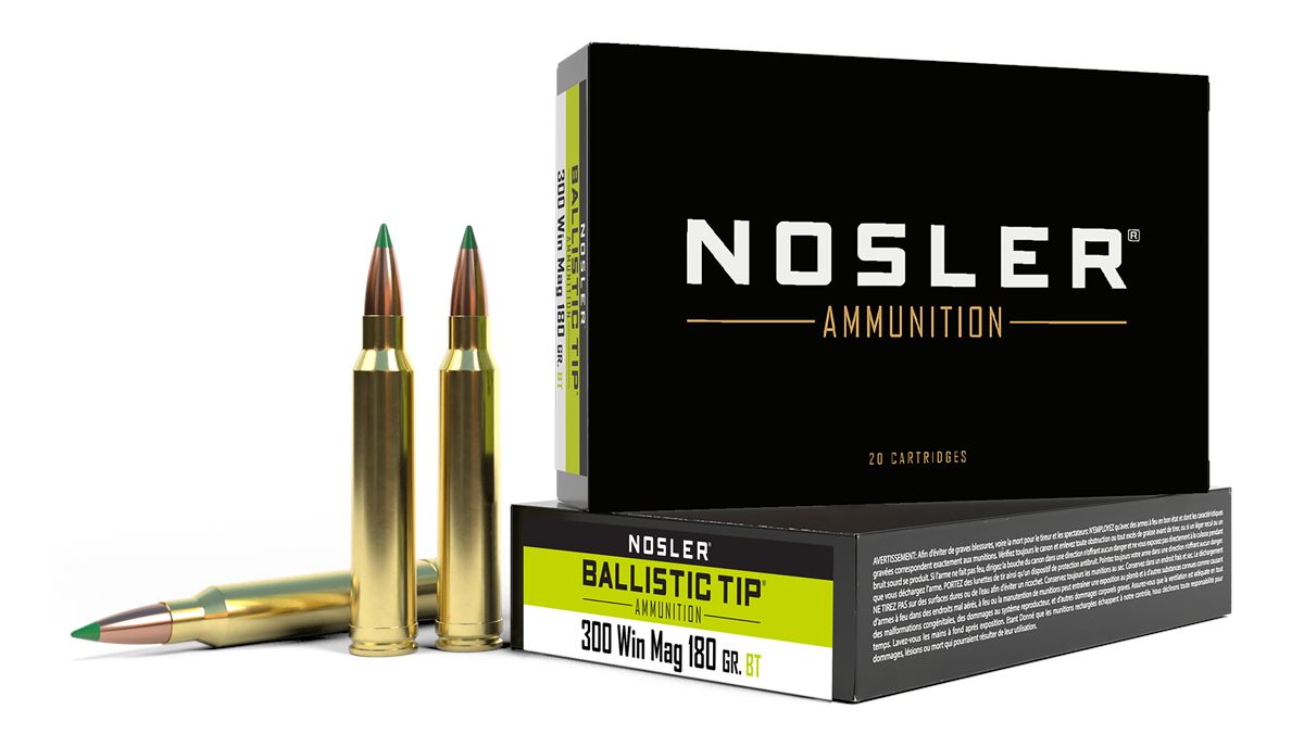 NOSLER 40053 Ballistic Tip 300 WinMag 180gr Spitzer 20 Per Box/10 Case