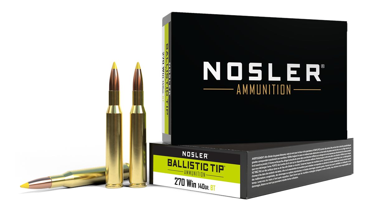 NOSLER 40055 Ballistic Tip 270 Win 140gr Spitzer 20 Per Box/10 Case