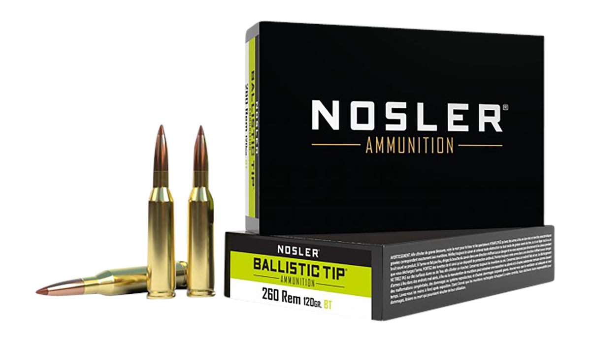 NOSLER 40056 Ballistic Tip 260 Rem 120gr Spitzer 20 Per Box/10 Case