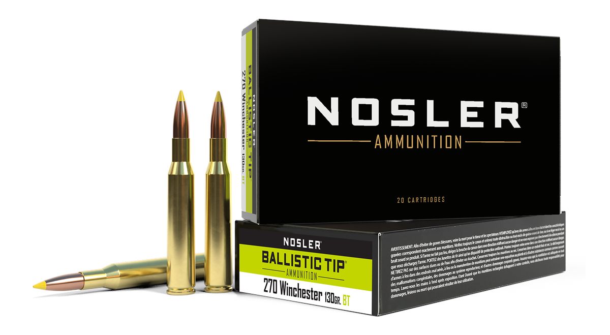 NOSLER 40062 Ballistic Tip 270 Win 130gr Spitzer 20 Per Box/10 Case