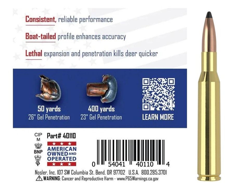 Nosler Bullets 40110 Whitetail Country 270 Win 130gr Spitzer Boat Tail 20 P view 7