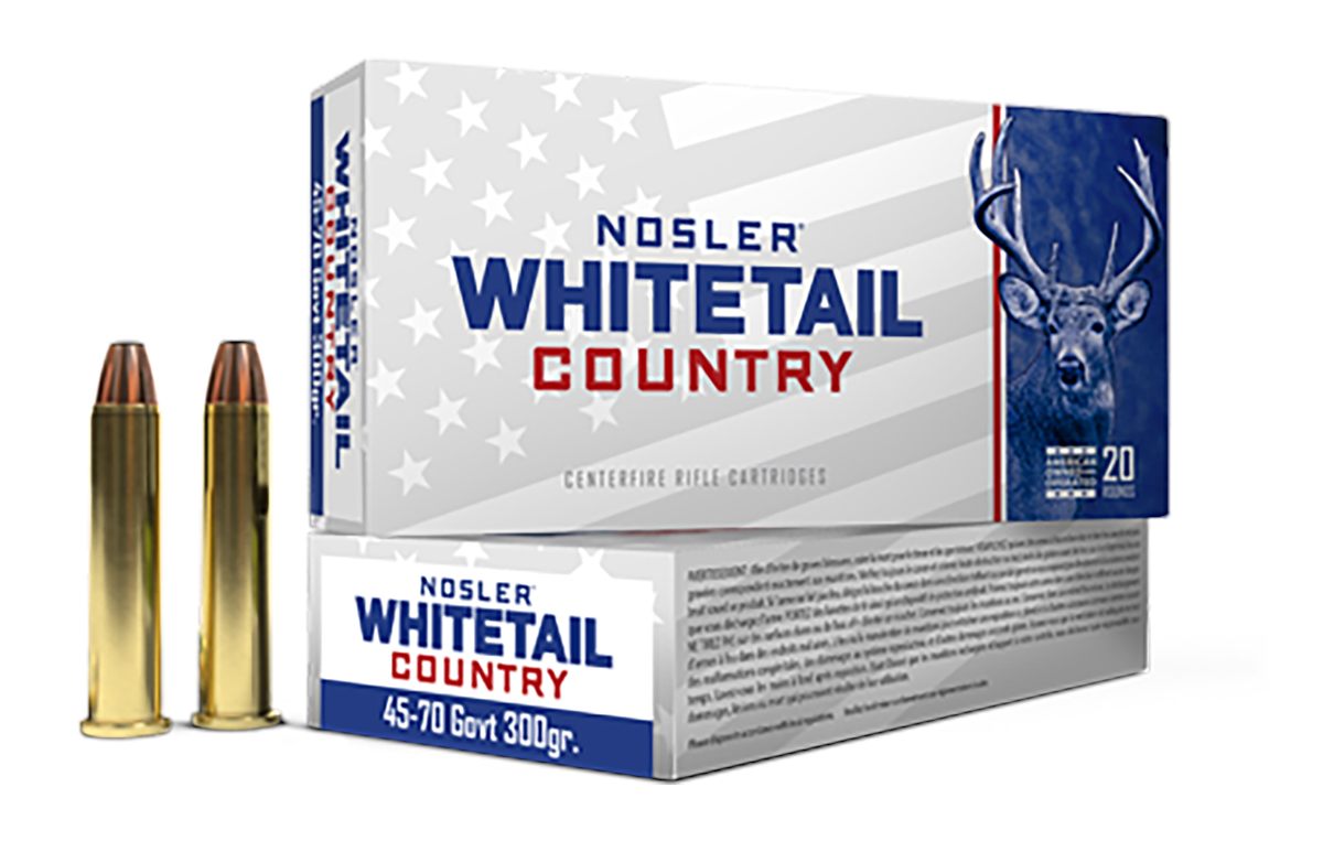 Nosler Whitetail Country Rifle Ammunition 45-70 Govt 300gr LFN 1950 fps 20/