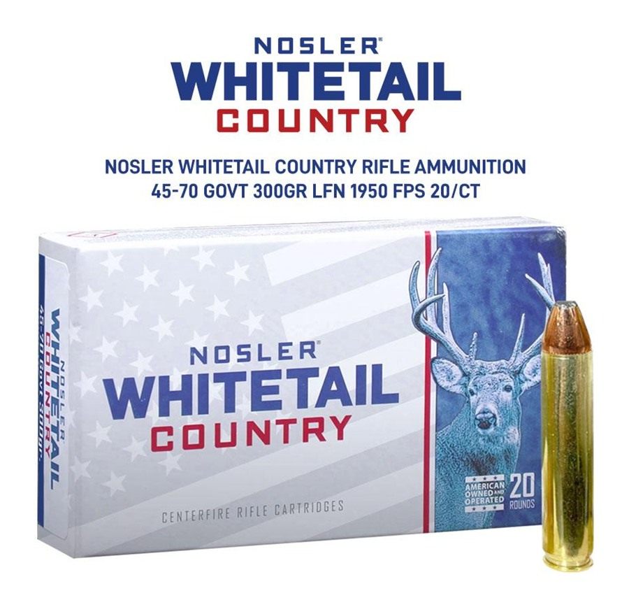 Nosler Whitetail Country Rifle Ammunition 45-70 Govt 300gr LFN 1950 fps 20/ view 3