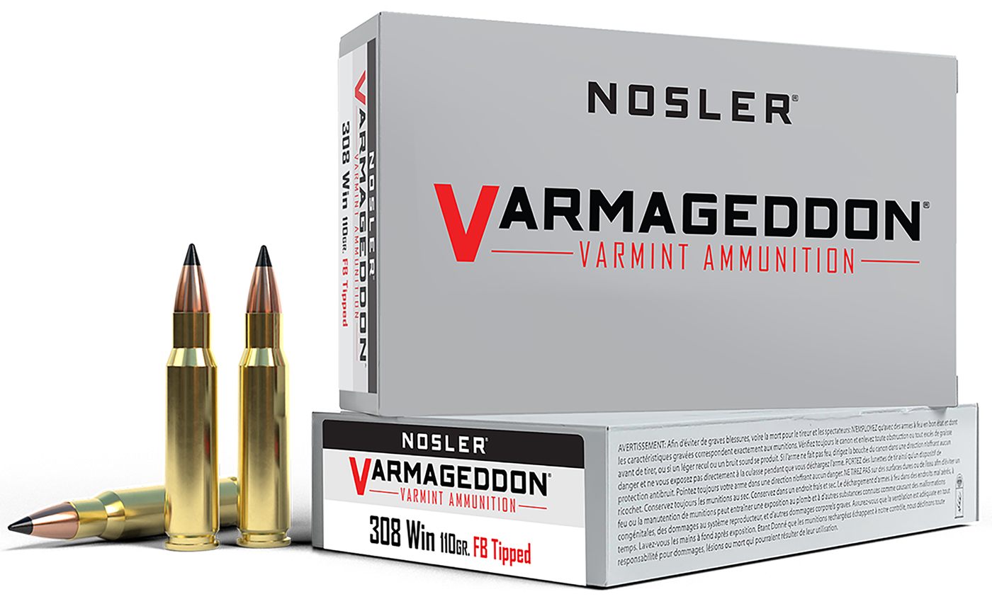 Nosler Varmegeddon Rifle Ammunition .308 Win 110 gr FB Tipped 3150 fps 20/c