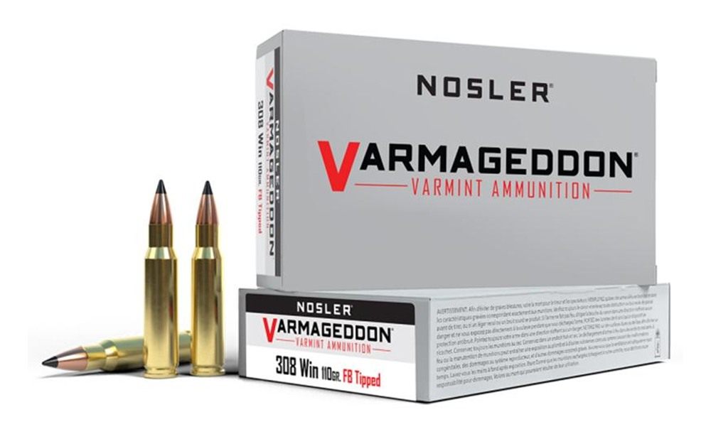 Nosler Varmegeddon Rifle Ammunition .308 Win 110 gr FB Tipped 3150 fps 20/c view 2