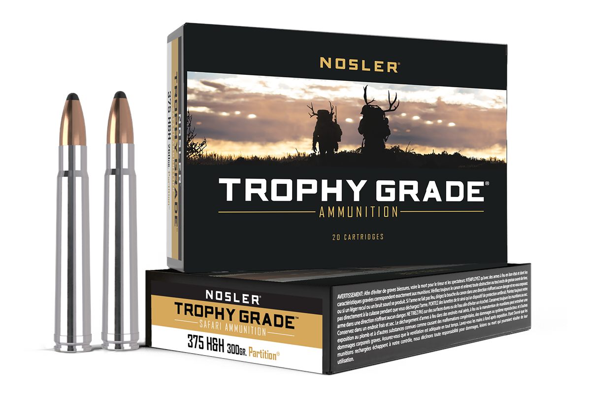 NOSLER 40606 Trophy Grade Safari 375H HMag 300gr Spitzer Partition 20 Per B