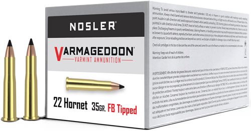 Nosler Varmegeddon Rifle Ammunition .22 Hornet 35 gr FB Tipped 3000 fps 20/ view 3