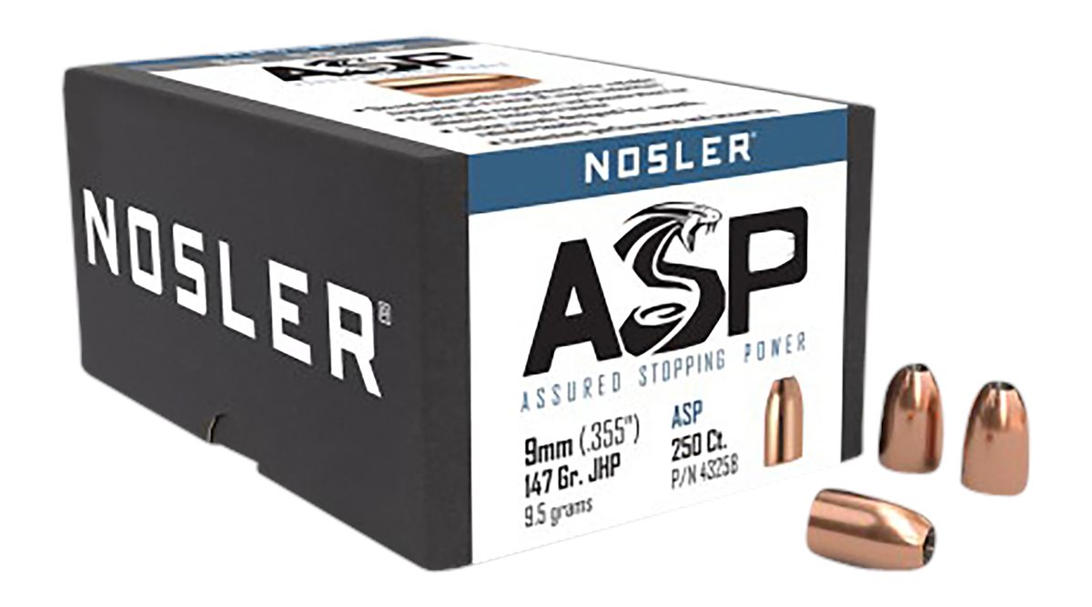 NOSLER 43258 Assured Stopping Power 9mm 147gr Jacketed Hollow Point 250/Box