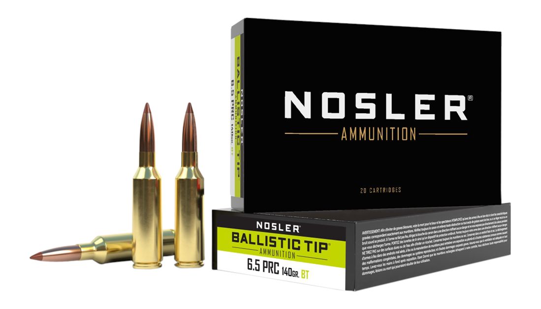 NOSLER 43457 Ballistic Tip 6.5PRC 140gr Spitzer Boat Tail 20 Per Box/10 Cas