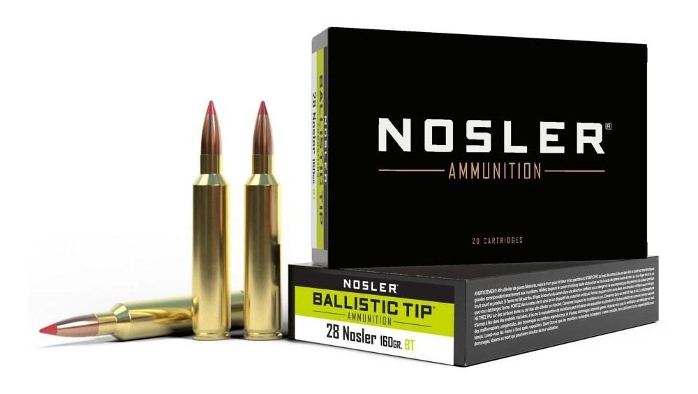 Nosler Bullets Ballistic Tip Rifle Ammunition 28 160g PT 3200 fps 20/ct