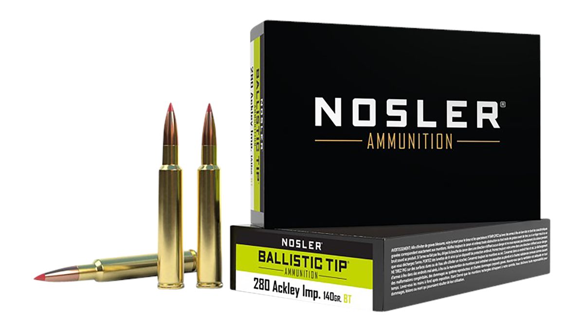 NOSLER 43504 Ballistic Tip 280 Ackley Improved 140gr Spitzer 20 Per Box/10