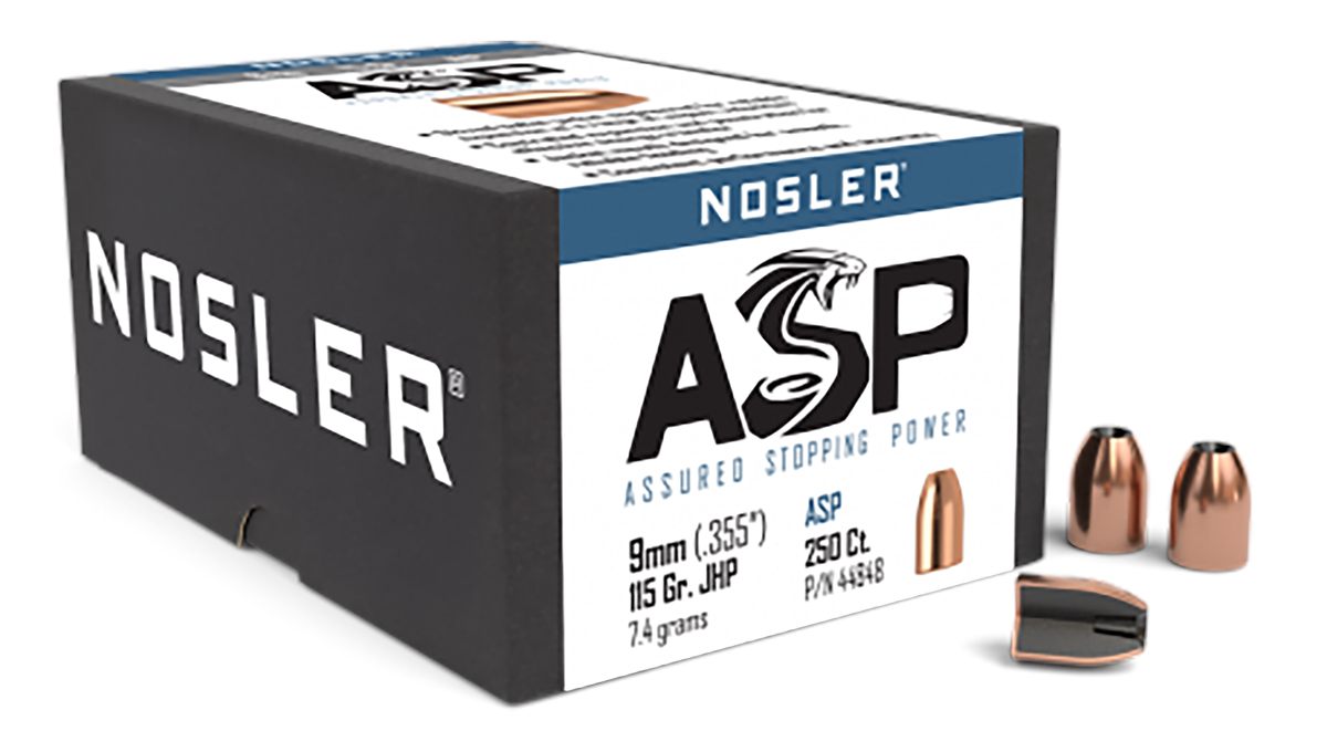 NOSLER 44848 Assured Stopping Power 9mm 115gr Jacketed Hollow Point 250/Box