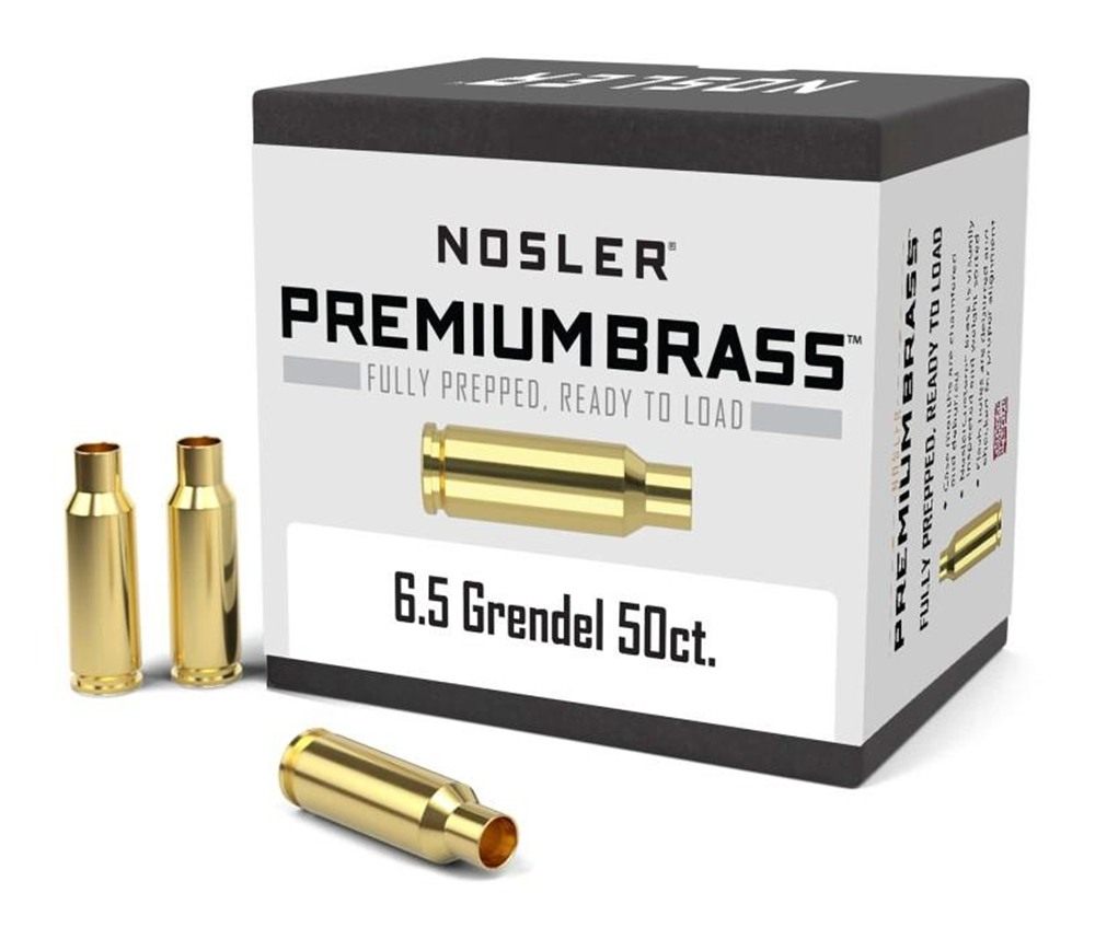 Nosler Bullets Unprimed Brass Rifle Cartridge Cases 6.5mm Grendel 50/ct